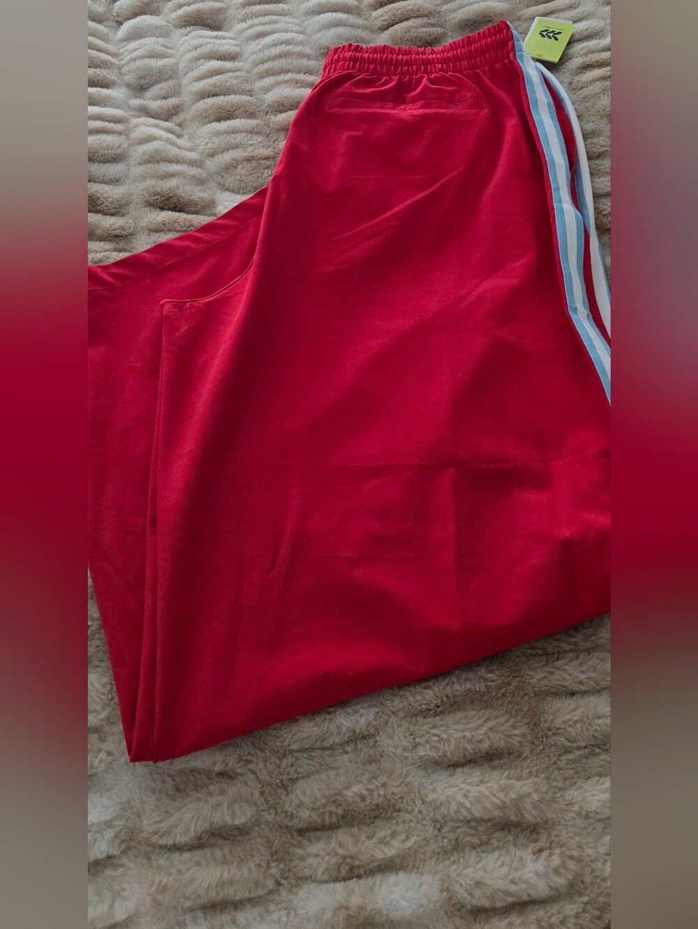 Red Athletic Track Pants with Side Stripe